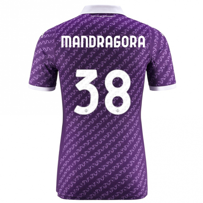 Herren Fußball Rolando Mandragora #38 Violett Heimtrikot Trikot 2023/24 T-Shirt Luxemburg