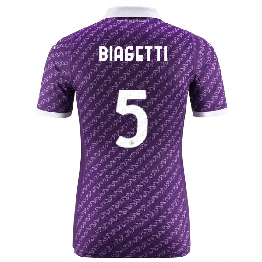 Herren Fußball Christian Biagetti #5 Violett Heimtrikot Trikot 2023/24 T-Shirt Luxemburg