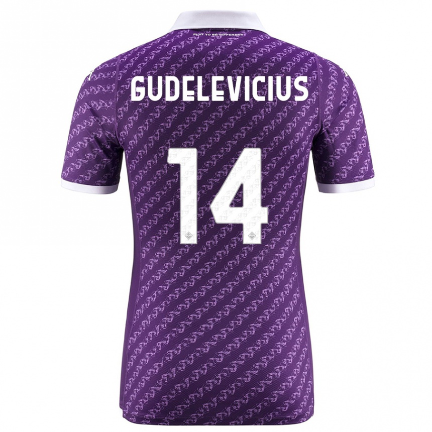 Herren Fußball Ernestas Gudelevicius #14 Violett Heimtrikot Trikot 2023/24 T-Shirt Luxemburg