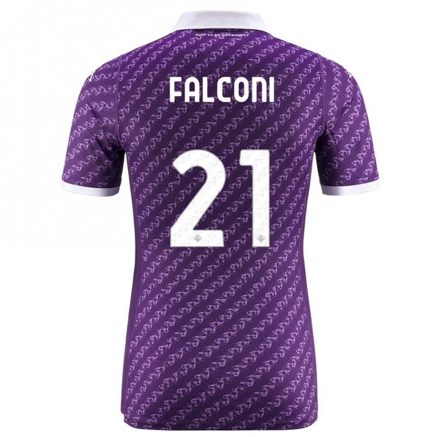 Herren Fußball Niccolò Falconi #21 Violett Heimtrikot Trikot 2023/24 T-Shirt Luxemburg