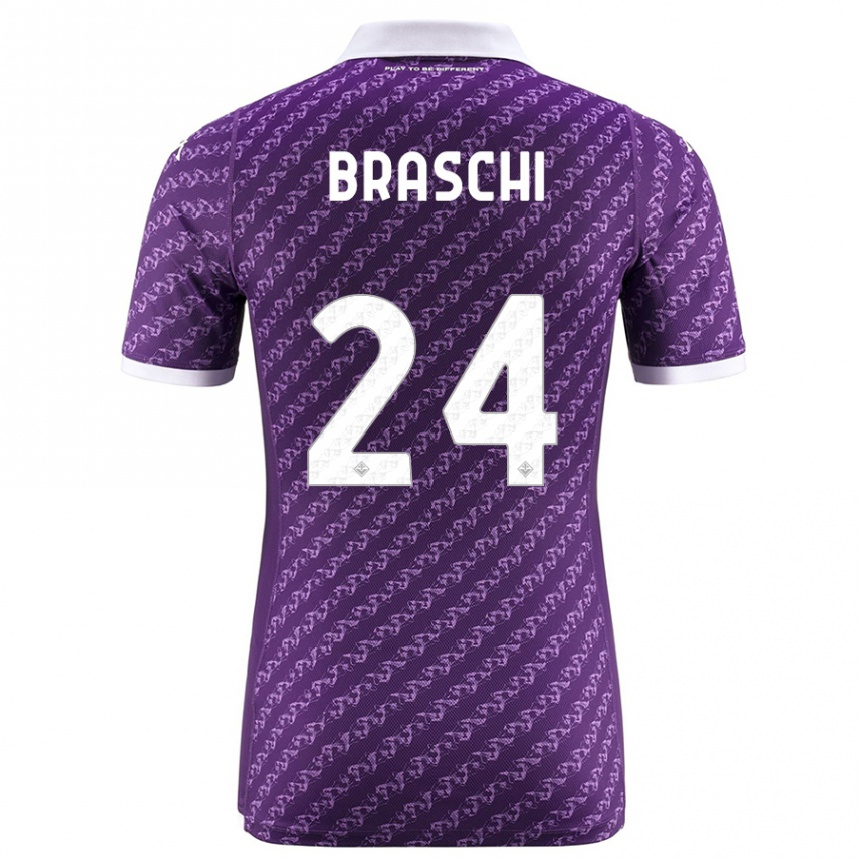 Herren Fußball Riccardo Braschi #24 Violett Heimtrikot Trikot 2023/24 T-Shirt Luxemburg