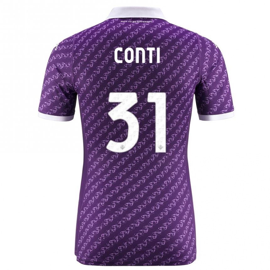 Herren Fußball Gabriele Conti #31 Violett Heimtrikot Trikot 2023/24 T-Shirt Luxemburg