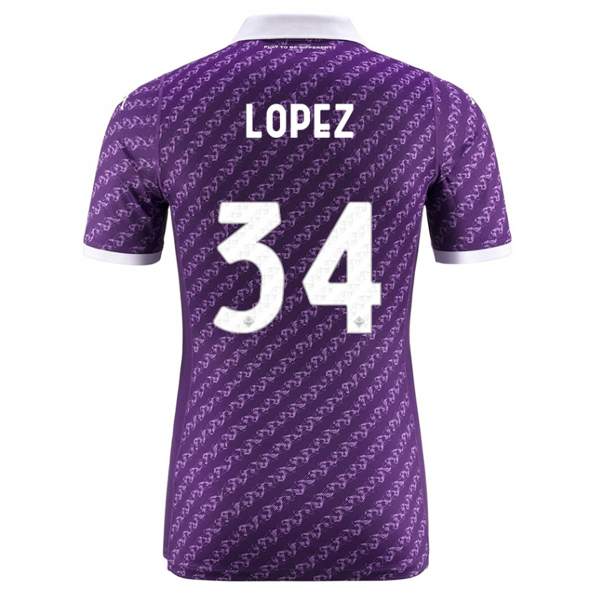 Herren Fußball Lucas López #34 Violett Heimtrikot Trikot 2023/24 T-Shirt Luxemburg