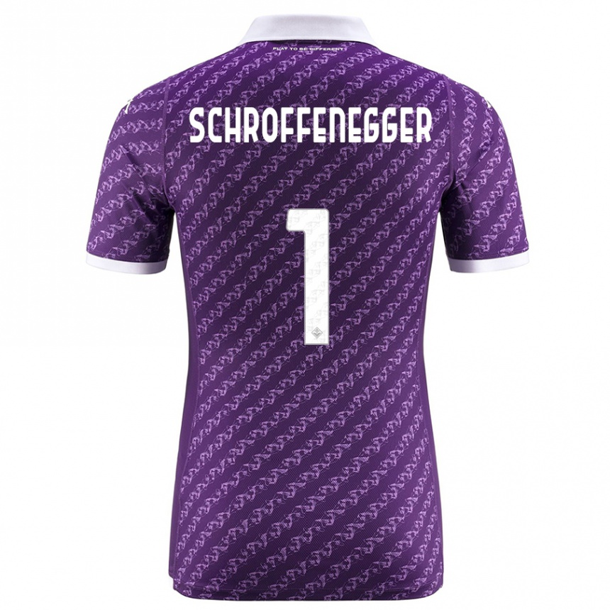 Herren Fußball Katja Schroffenegger #1 Violett Heimtrikot Trikot 2023/24 T-Shirt Luxemburg