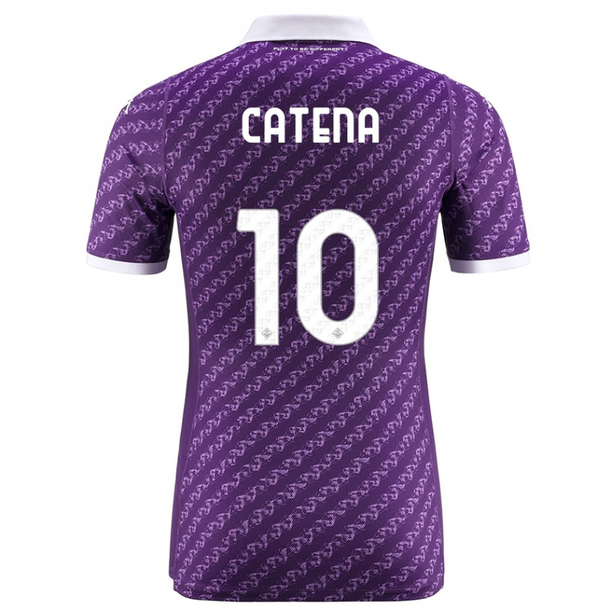 Herren Fußball Michaela Catena #10 Violett Heimtrikot Trikot 2023/24 T-Shirt Luxemburg