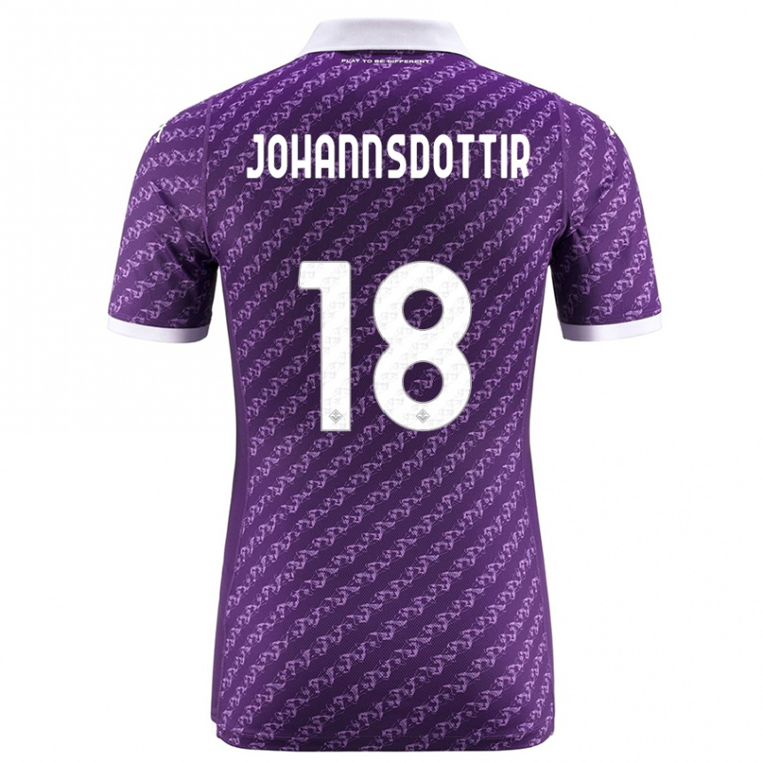 Herren Fußball Alexandra Jóhannsdóttir #18 Violett Heimtrikot Trikot 2023/24 T-Shirt Luxemburg