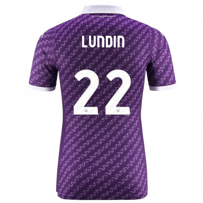 Herren Fußball Karin Lundin #22 Violett Heimtrikot Trikot 2023/24 T-Shirt Luxemburg