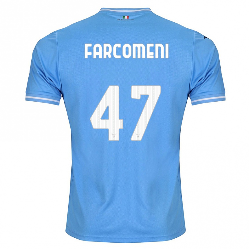 Herren Fußball Valerio Farcomeni #47 Blau Heimtrikot Trikot 2023/24 T-Shirt Luxemburg