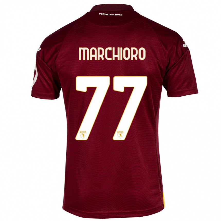 Herren Fußball Raffaele Marchioro #77 Dunkelrot Heimtrikot Trikot 2023/24 T-Shirt Luxemburg