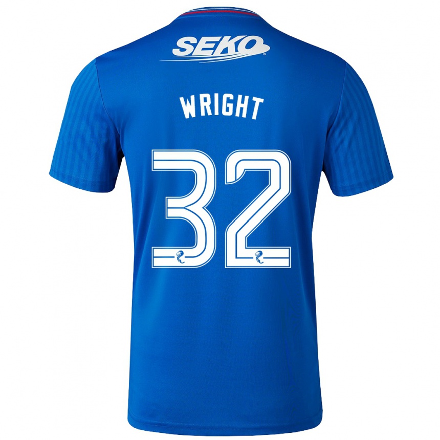 Herren Fußball Kieran Wright #32 Blau Heimtrikot Trikot 2023/24 T-Shirt Luxemburg