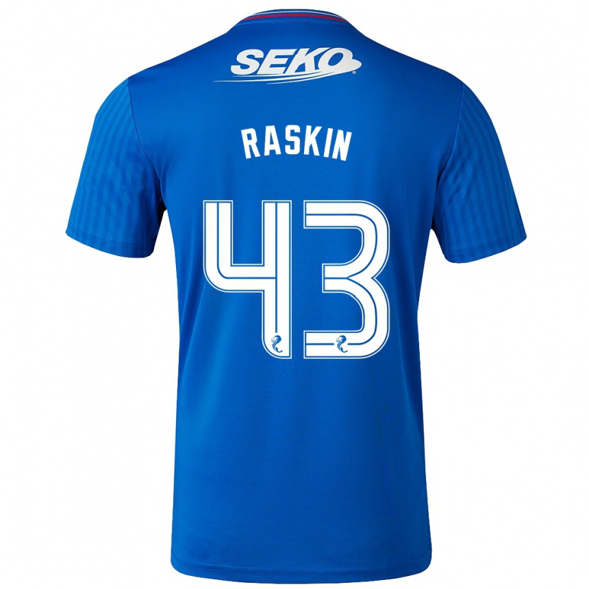 Herren Fußball Nicolas Raskin #43 Blau Heimtrikot Trikot 2023/24 T-Shirt Luxemburg