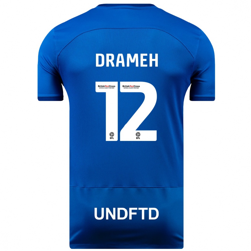 Herren Fußball Cody Drameh #12 Blau Heimtrikot Trikot 2023/24 T-Shirt Luxemburg