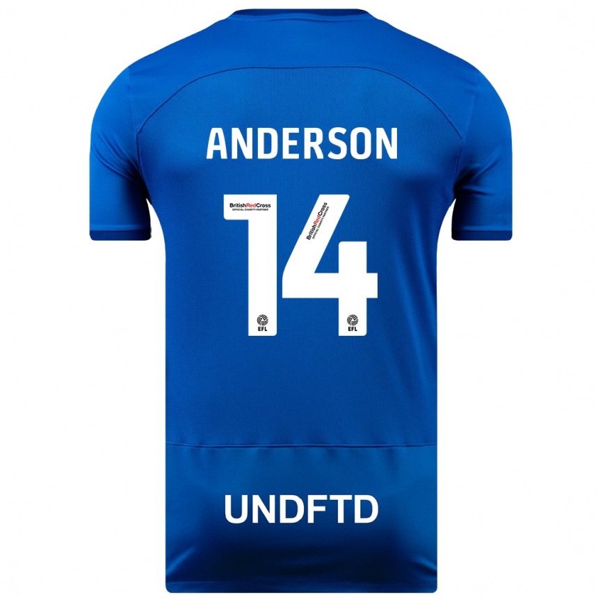 Herren Fußball Keshi Anderson #14 Blau Heimtrikot Trikot 2023/24 T-Shirt Luxemburg