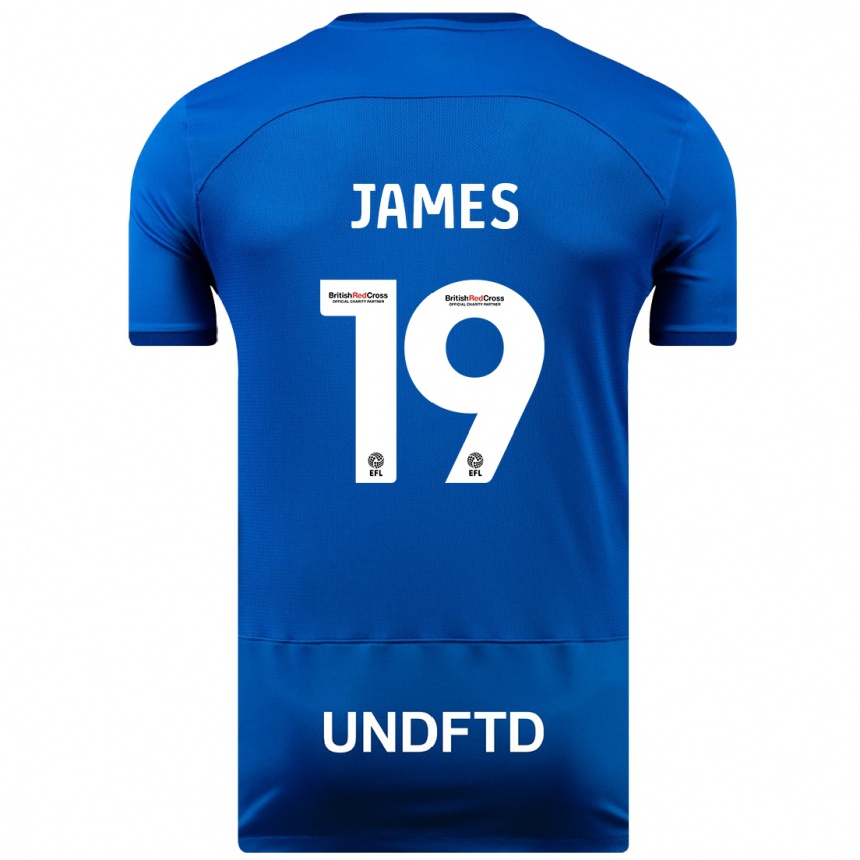 Herren Fußball Jordan James #19 Blau Heimtrikot Trikot 2023/24 T-Shirt Luxemburg