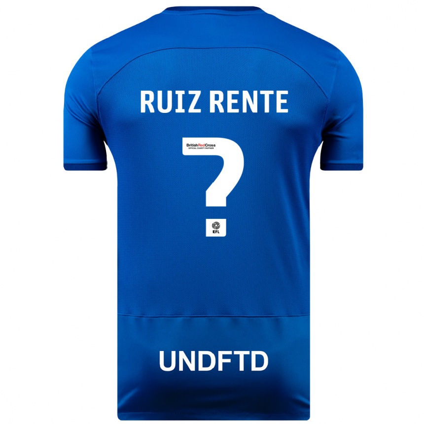 Herren Fußball Álvaro Ruiz Rente #0 Blau Heimtrikot Trikot 2023/24 T-Shirt Luxemburg