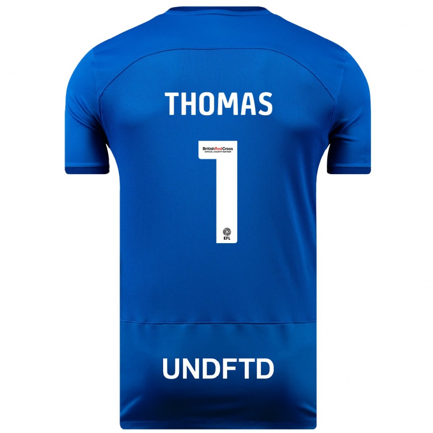 Herren Fußball Lucy Thomas #1 Blau Heimtrikot Trikot 2023/24 T-Shirt Luxemburg