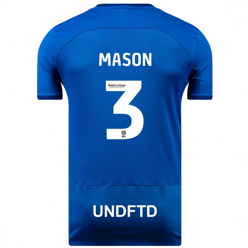 Herren Fußball Ellie Mason #3 Blau Heimtrikot Trikot 2023/24 T-Shirt Luxemburg