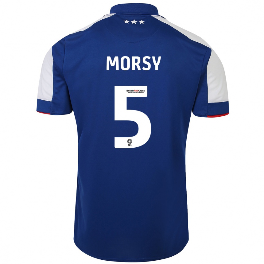 Herren Fußball Samy Morsy #5 Blau Heimtrikot Trikot 2023/24 T-Shirt Luxemburg