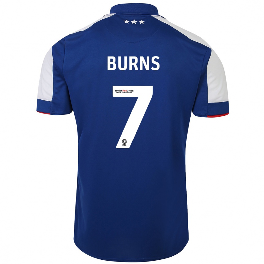 Herren Fußball Wes Burns #7 Blau Heimtrikot Trikot 2023/24 T-Shirt Luxemburg