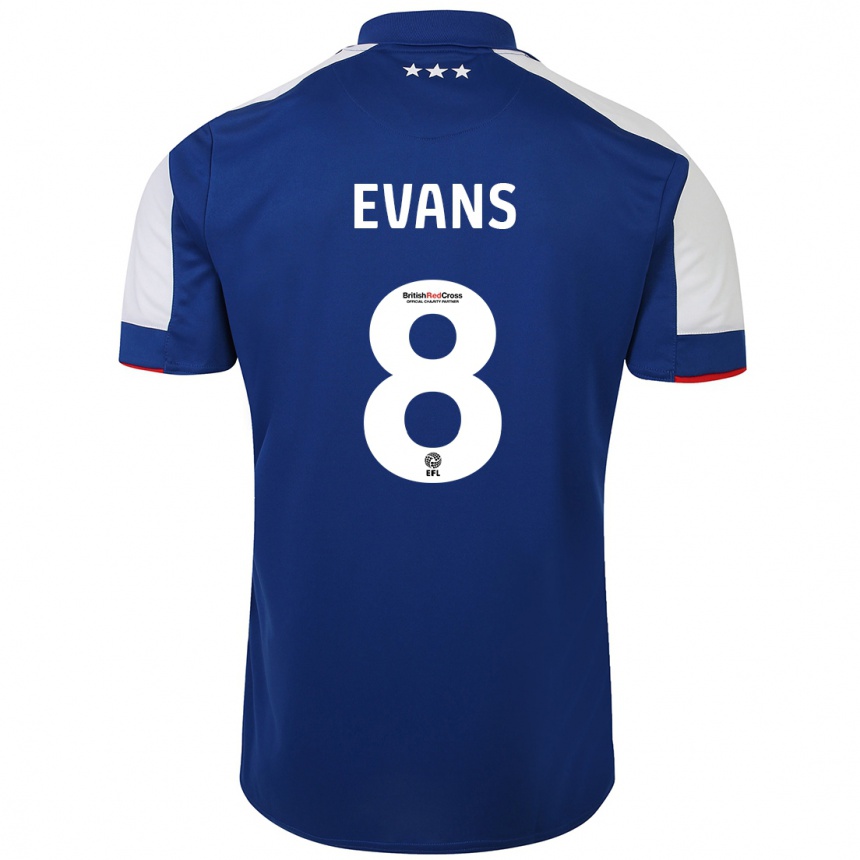 Herren Fußball Lee Evans #8 Blau Heimtrikot Trikot 2023/24 T-Shirt Luxemburg