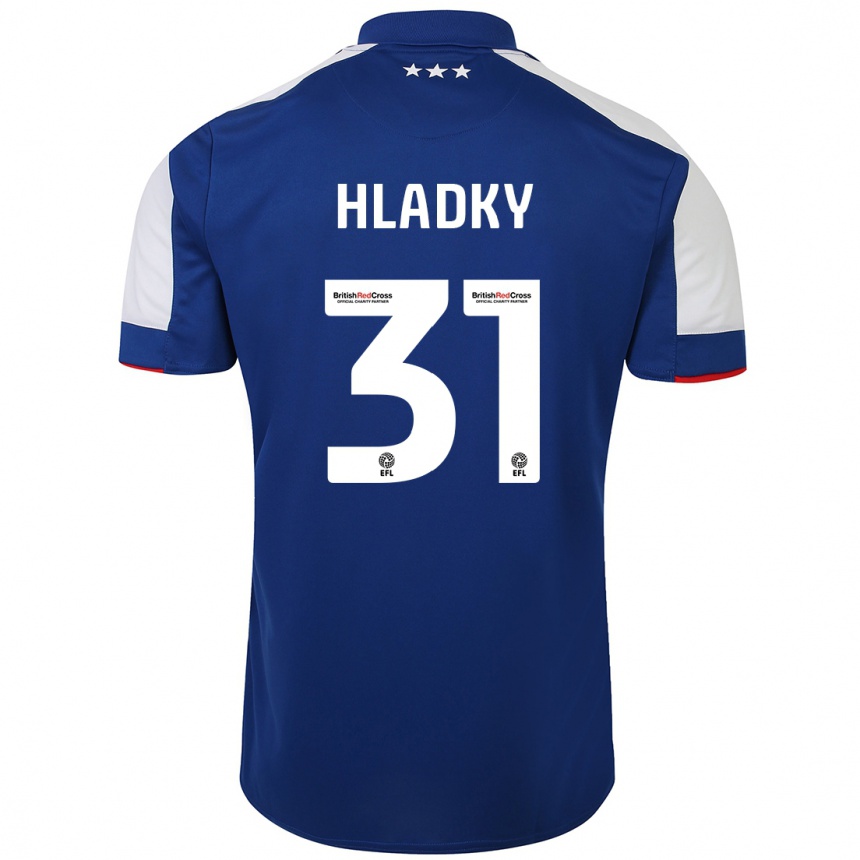 Herren Fußball Vaclav Hladky #31 Blau Heimtrikot Trikot 2023/24 T-Shirt Luxemburg