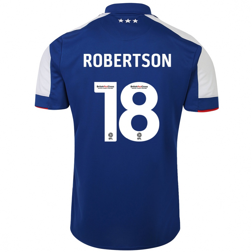 Herren Fußball Kyra Robertson #18 Blau Heimtrikot Trikot 2023/24 T-Shirt Luxemburg