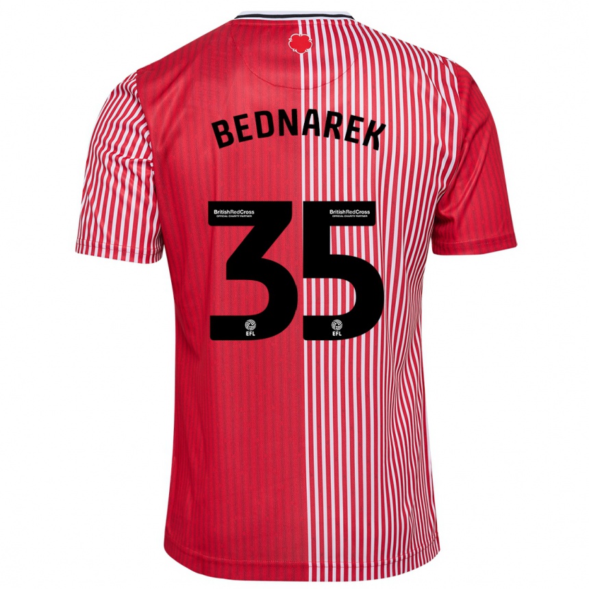 Herren Fußball Jan Bednarek #35 Rot Heimtrikot Trikot 2023/24 T-Shirt Luxemburg