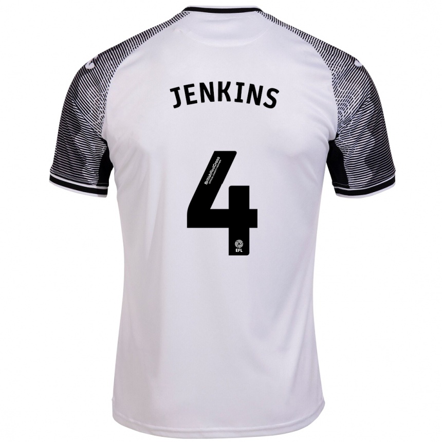 Herren Fußball Shaunna Jenkins #4 Weiß Heimtrikot Trikot 2023/24 T-Shirt Luxemburg