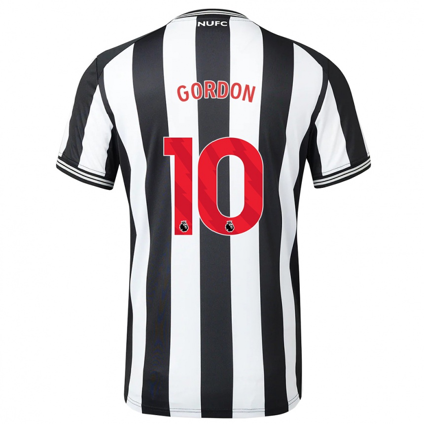 Herren Fußball Anthony Gordon #10 Schwarz-Weiss Heimtrikot Trikot 2023/24 T-Shirt Luxemburg