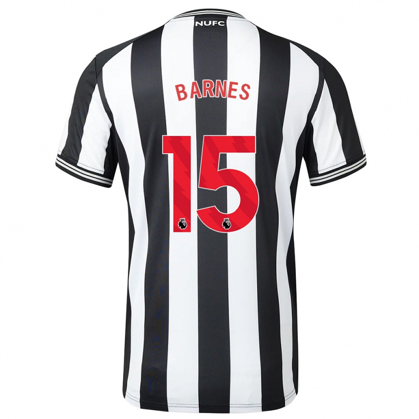 Herren Fußball Harvey Barnes #15 Schwarz-Weiss Heimtrikot Trikot 2023/24 T-Shirt Luxemburg