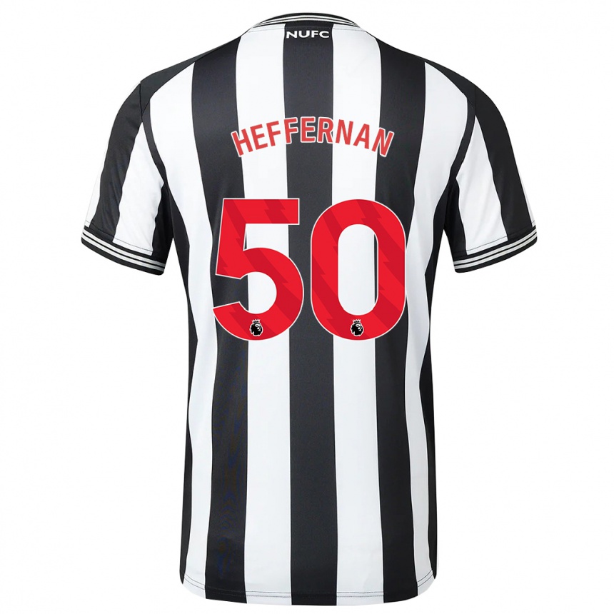 Herren Fußball Cathal Heffernan #50 Schwarz-Weiss Heimtrikot Trikot 2023/24 T-Shirt Luxemburg