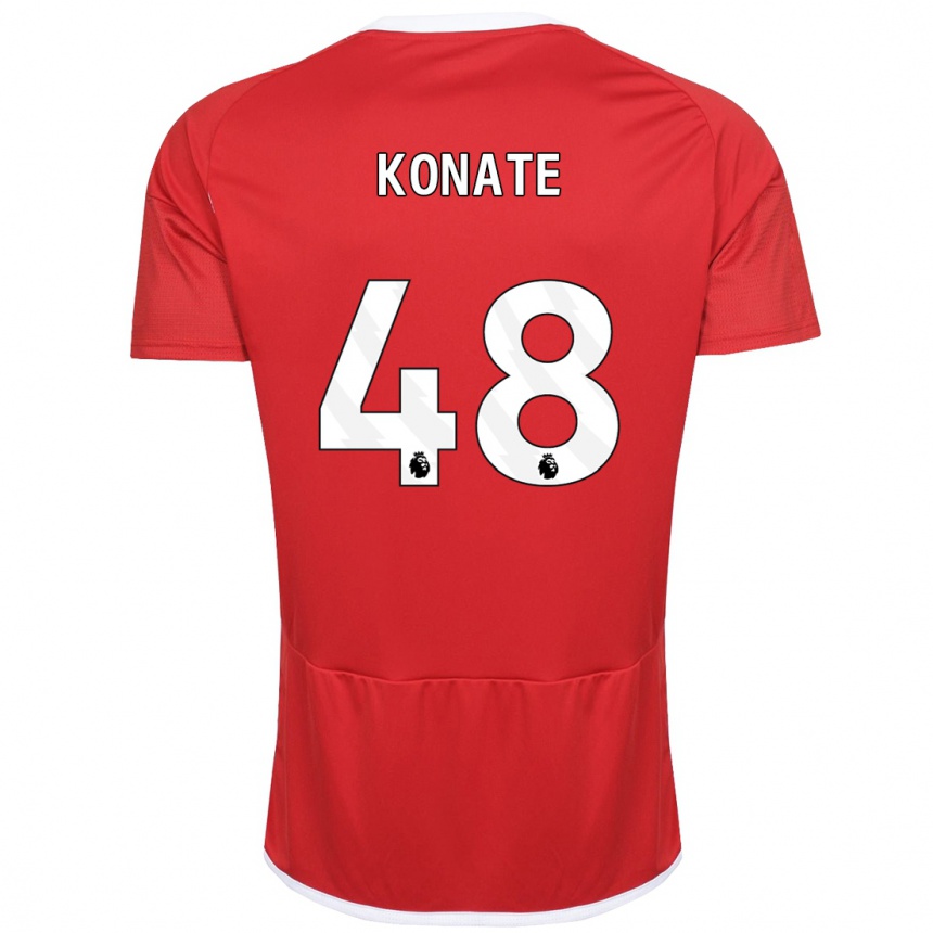 Herren Fußball Ateef Konaté #48 Rot Heimtrikot Trikot 2023/24 T-Shirt Luxemburg