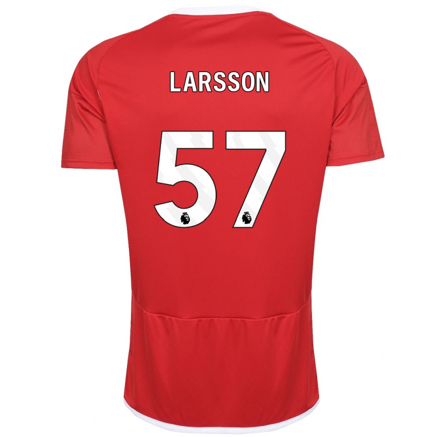 Herren Fußball Julian Larsson #57 Rot Heimtrikot Trikot 2023/24 T-Shirt Luxemburg