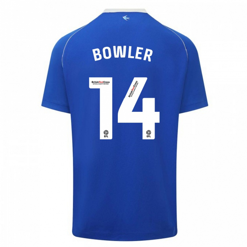 Herren Fußball Josh Bowler #14 Blau Heimtrikot Trikot 2023/24 T-Shirt Luxemburg