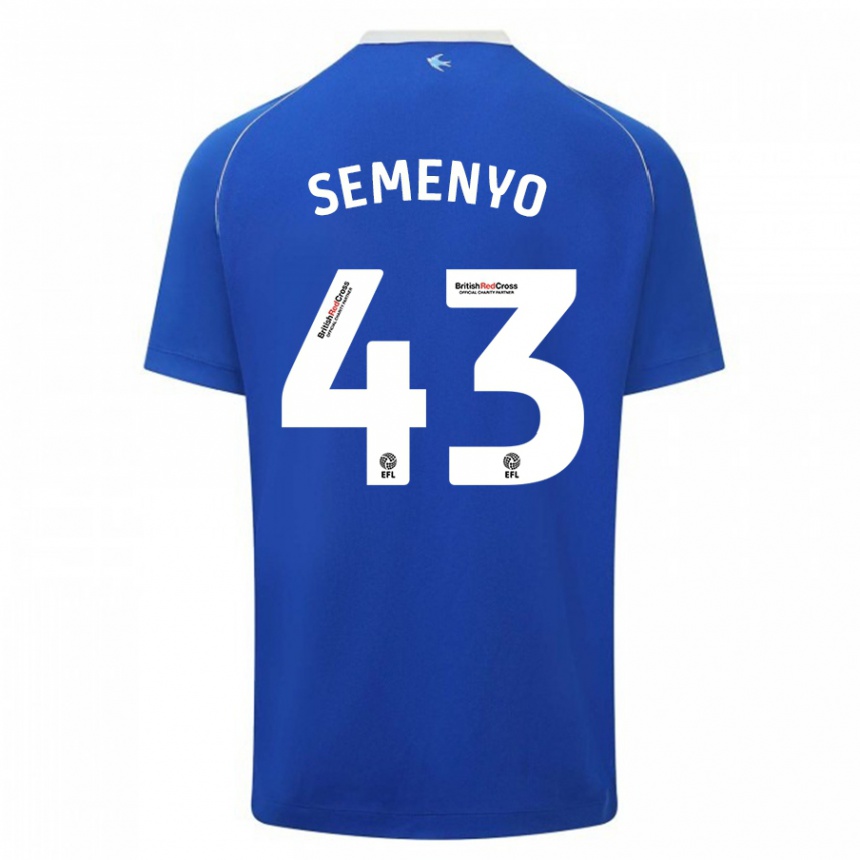 Herren Fußball Jai Semenyo #43 Blau Heimtrikot Trikot 2023/24 T-Shirt Luxemburg
