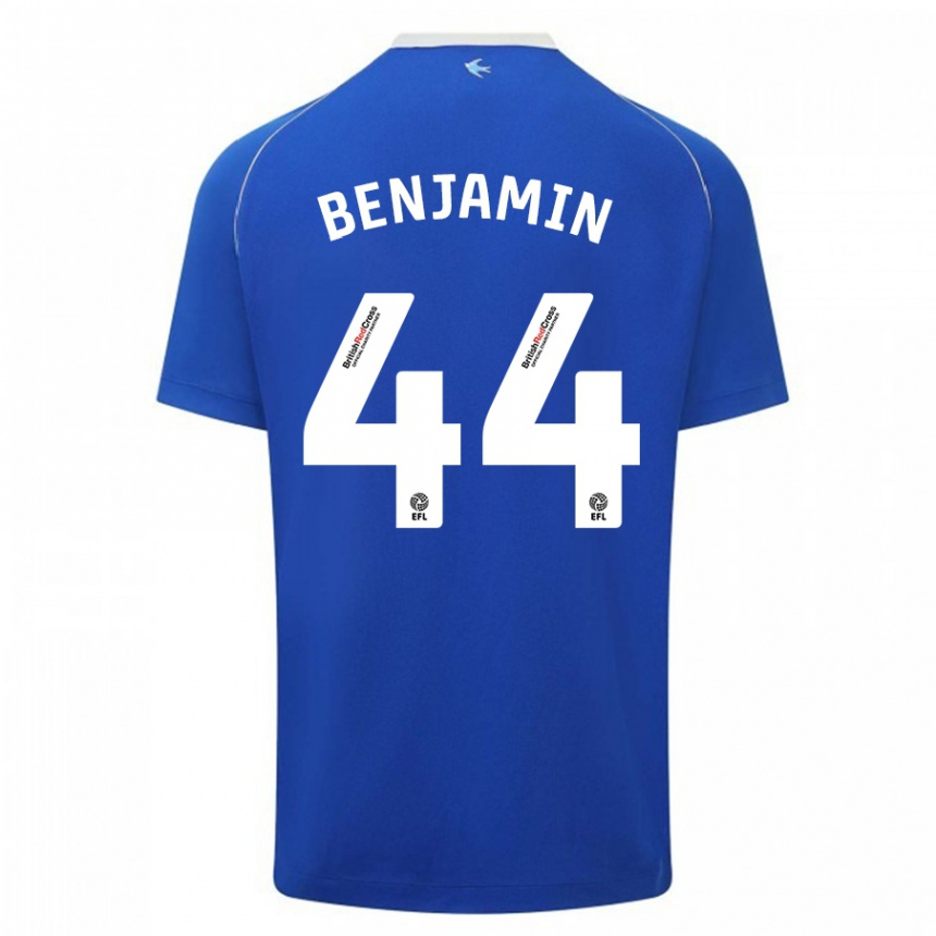 Herren Fußball Xavier Benjamin #44 Blau Heimtrikot Trikot 2023/24 T-Shirt Luxemburg