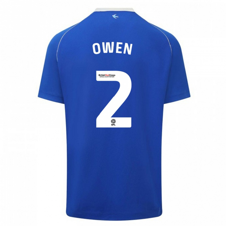 Herren Fußball Lisa Owen #2 Blau Heimtrikot Trikot 2023/24 T-Shirt Luxemburg