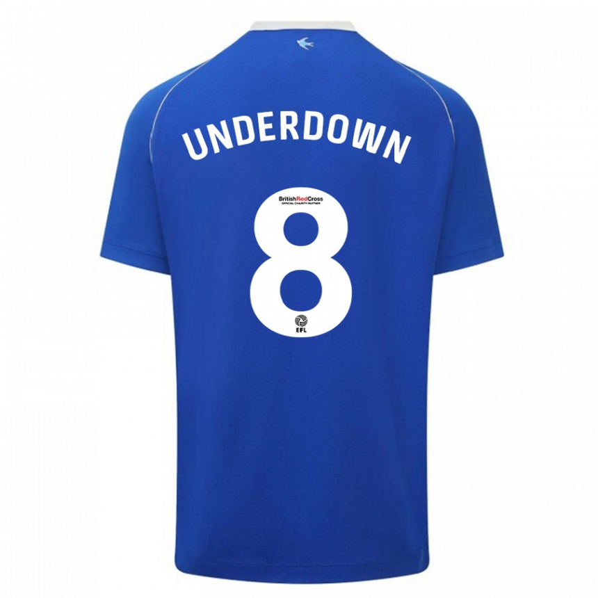 Herren Fußball Kanisha Underdown #8 Blau Heimtrikot Trikot 2023/24 T-Shirt Luxemburg