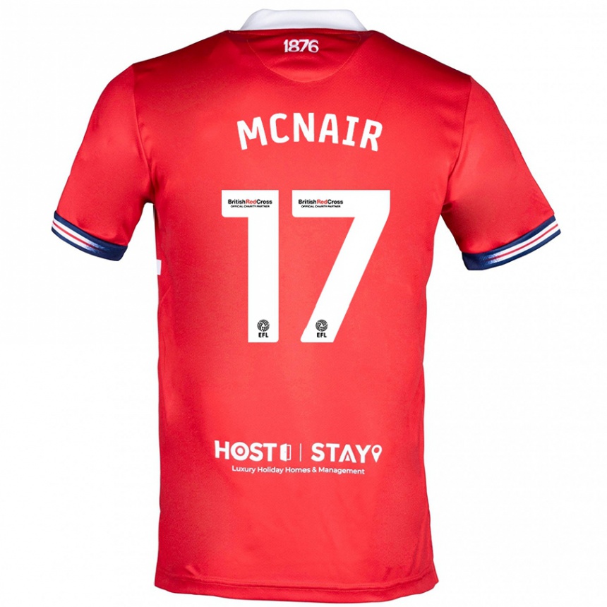 Herren Fußball Paddy Mcnair #17 Rot Heimtrikot Trikot 2023/24 T-Shirt Luxemburg