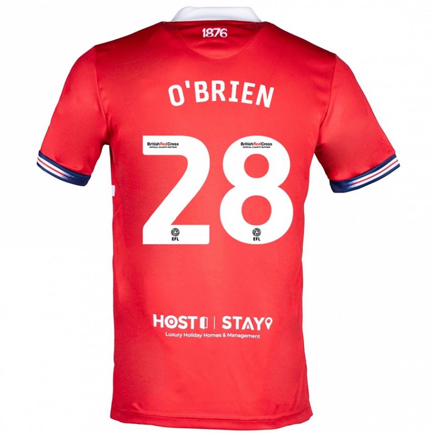 Herren Fußball Lewis O'brien #28 Rot Heimtrikot Trikot 2023/24 T-Shirt Luxemburg