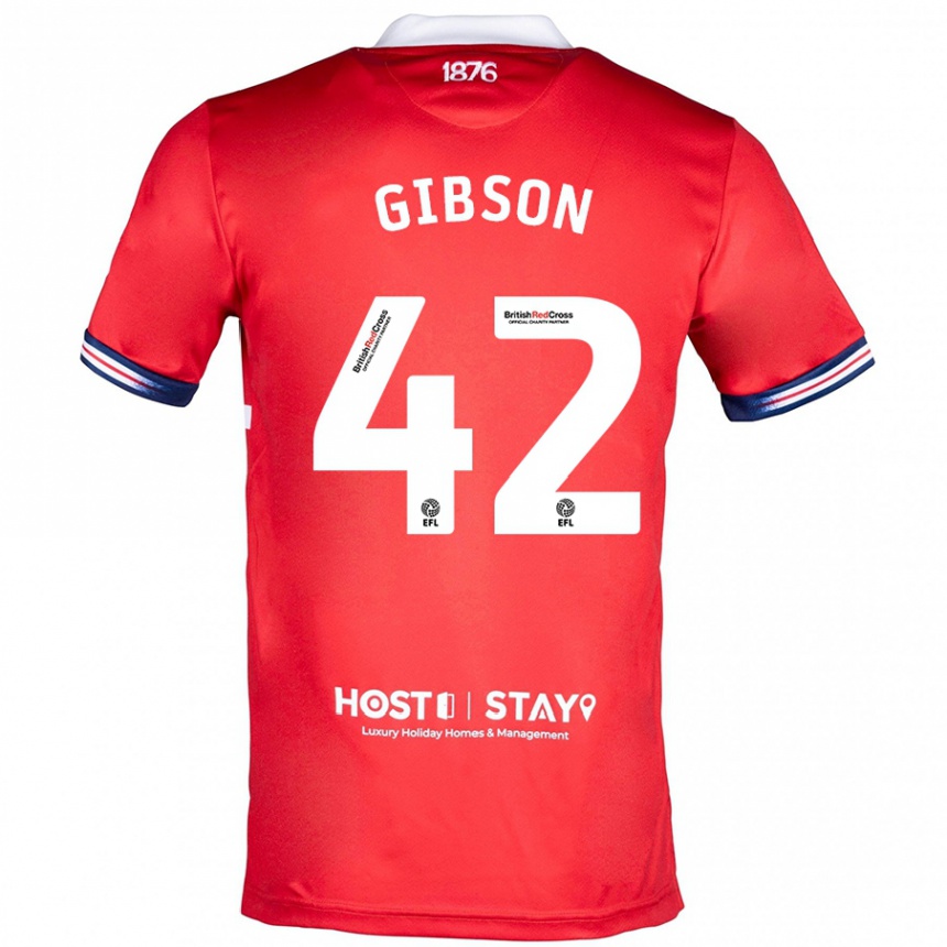 Herren Fußball Joseph Gibson #42 Rot Heimtrikot Trikot 2023/24 T-Shirt Luxemburg