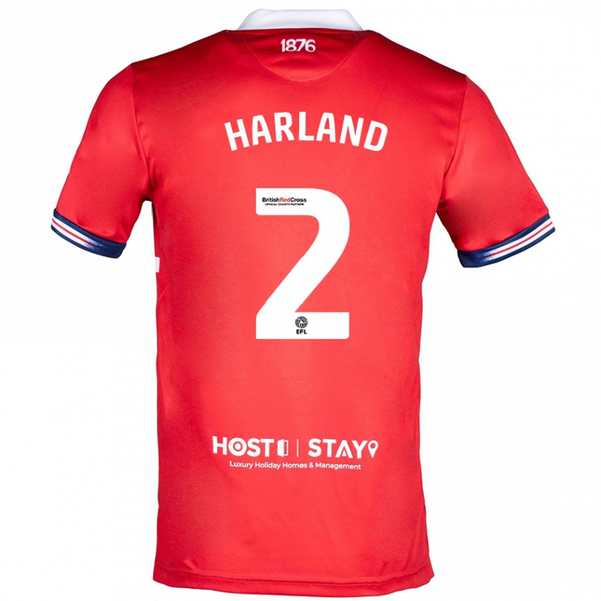 Herren Fußball Jane Harland #2 Rot Heimtrikot Trikot 2023/24 T-Shirt Luxemburg