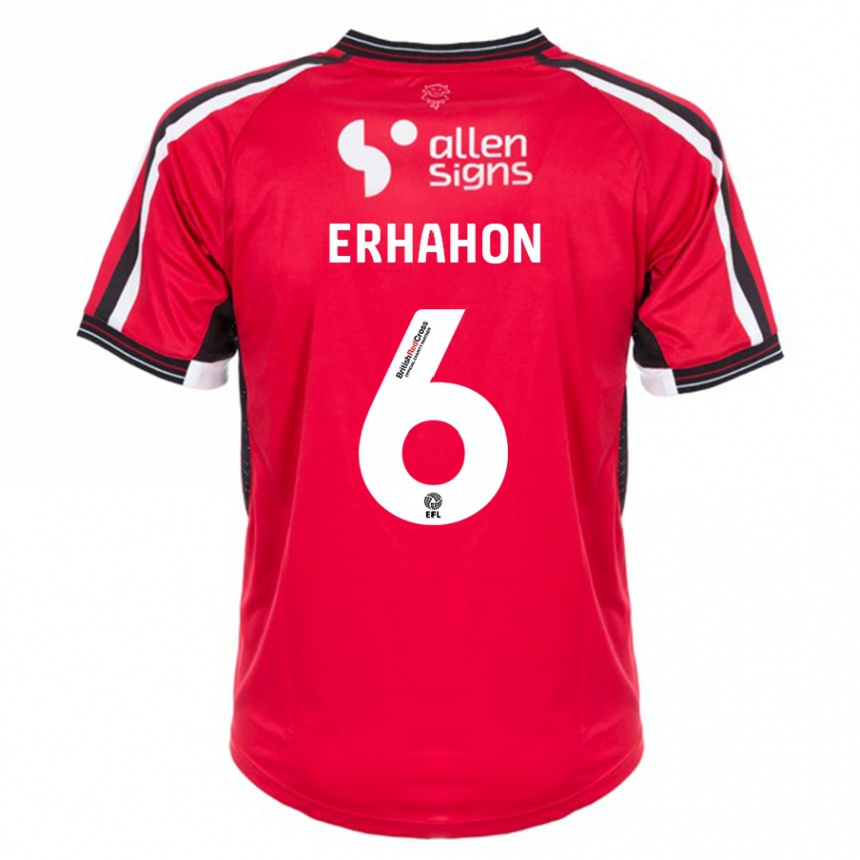 Herren Fußball Ethan Erhahon #6 Rot Heimtrikot Trikot 2023/24 T-Shirt Luxemburg