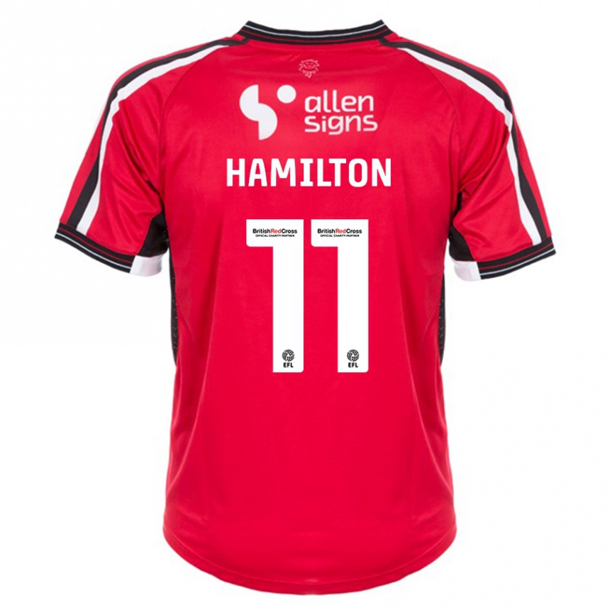 Herren Fußball Ethan Hamilton #11 Rot Heimtrikot Trikot 2023/24 T-Shirt Luxemburg