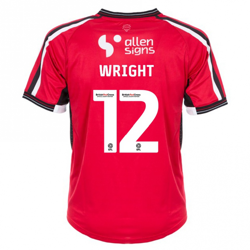 Herren Fußball Jordan Wright #12 Rot Heimtrikot Trikot 2023/24 T-Shirt Luxemburg