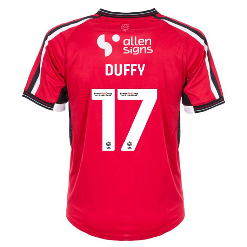 Herren Fußball Dylan Duffy #17 Rot Heimtrikot Trikot 2023/24 T-Shirt Luxemburg