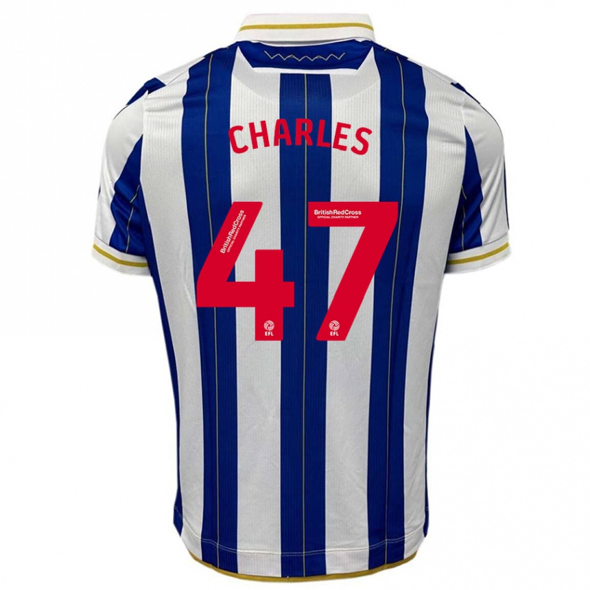 Herren Fußball Pierce Charles #47 Blau Weiss Heimtrikot Trikot 2023/24 T-Shirt Luxemburg