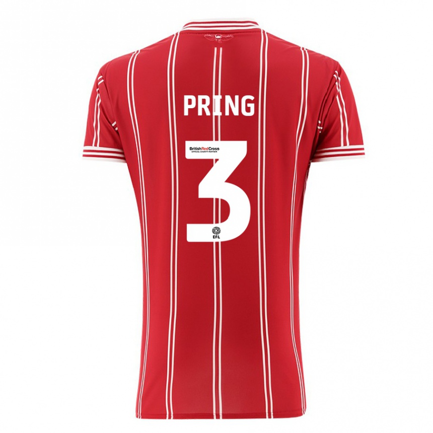 Herren Fußball Cameron Pring #3 Rot Heimtrikot Trikot 2023/24 T-Shirt Luxemburg