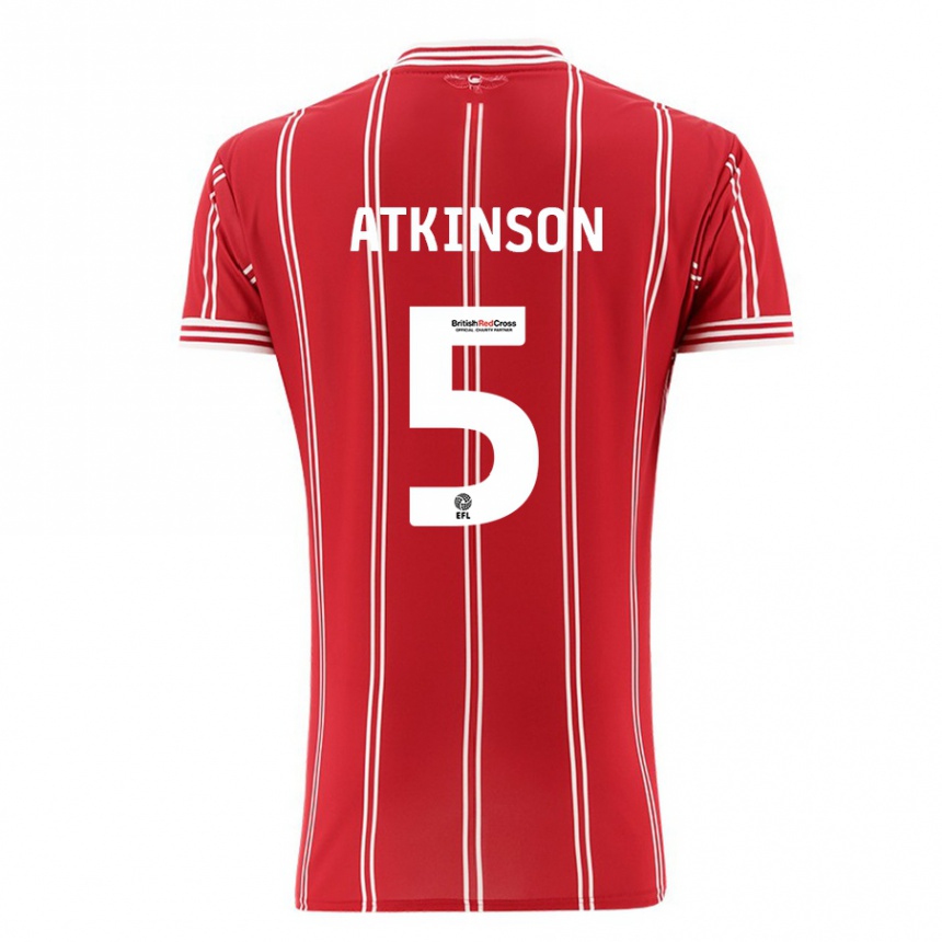 Herren Fußball Rob Atkinson #5 Rot Heimtrikot Trikot 2023/24 T-Shirt Luxemburg