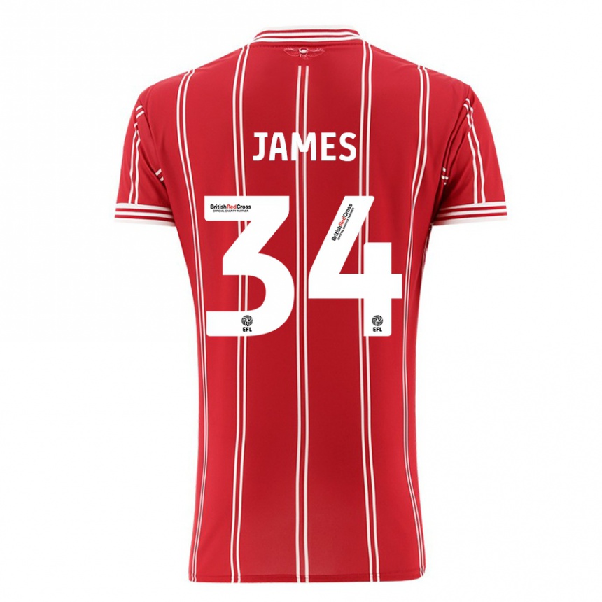 Herren Fußball Joseph James #34 Rot Heimtrikot Trikot 2023/24 T-Shirt Luxemburg